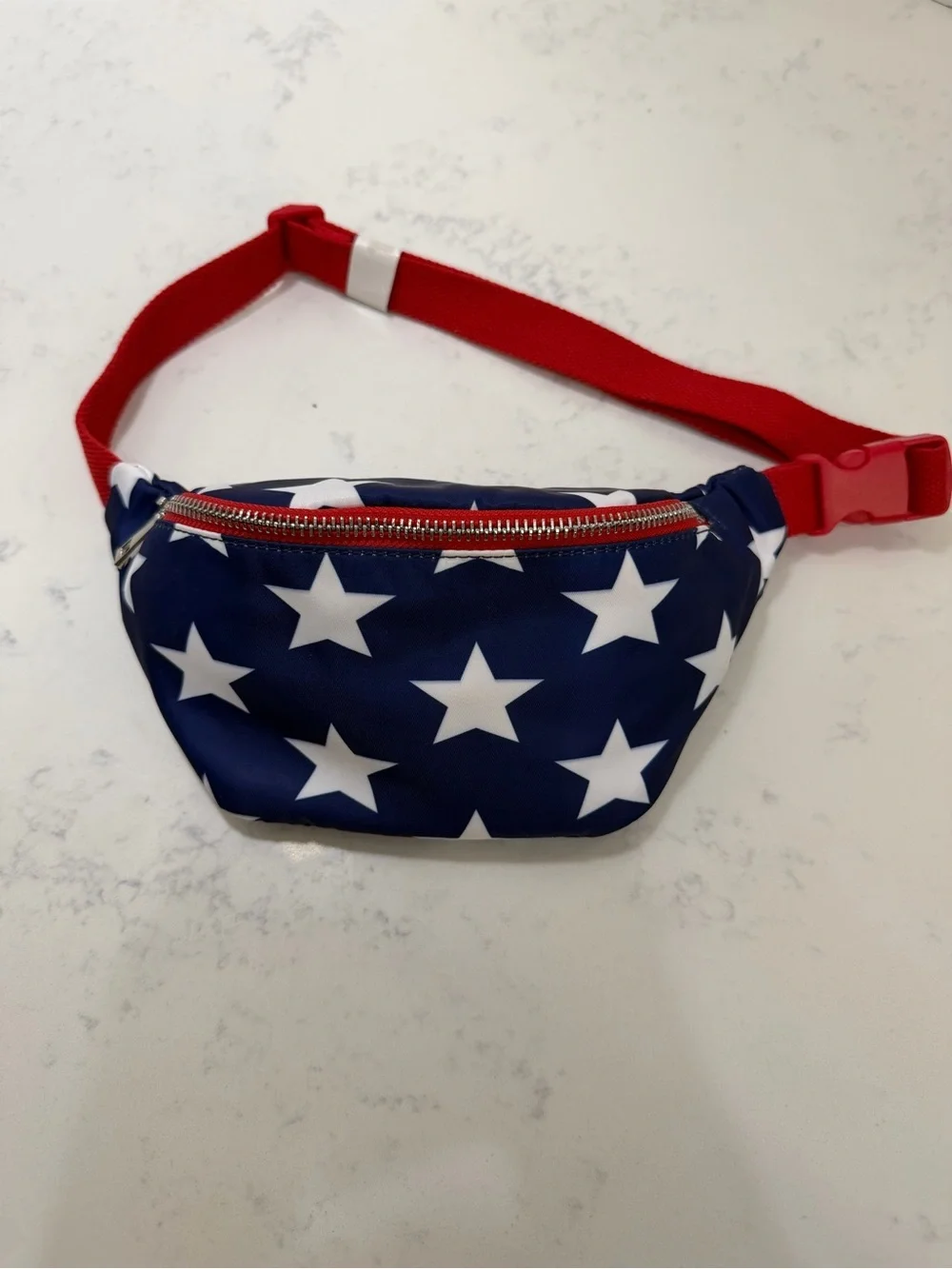 Forever 21 Kids Star Print Navy & White Fanny Pack with Red Strap